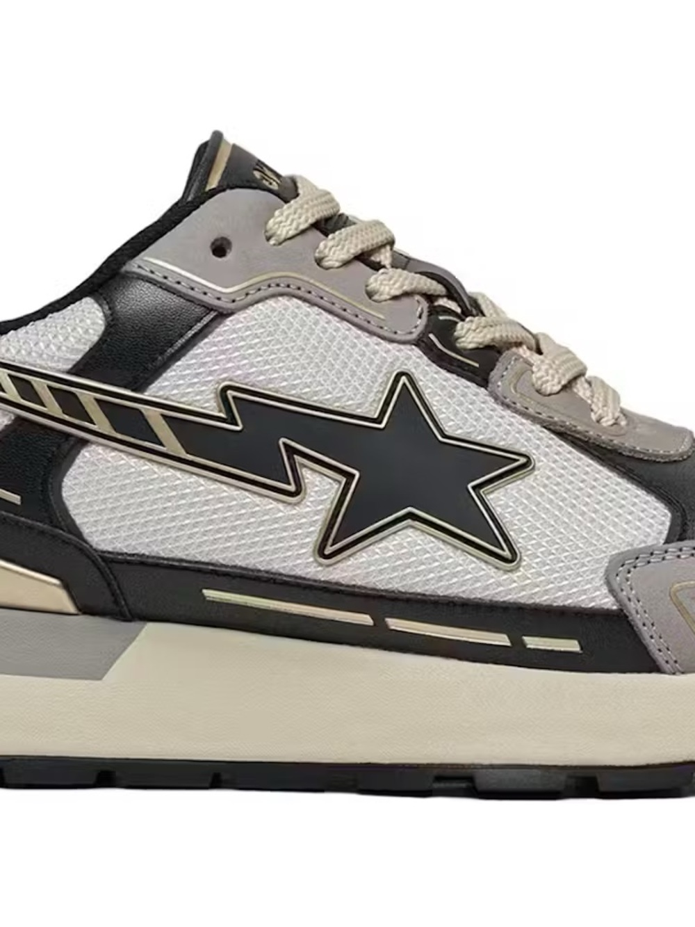 Bape White Black Gray Star Mesh Low-Top Sneaker